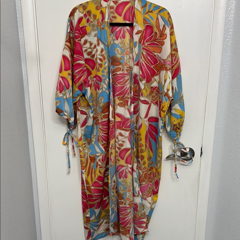 Pink and Yellow Tropical Swim Coverup
